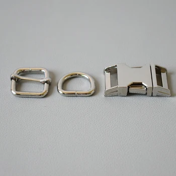 

50 suit （metal buckle+adjust buckle+D ring set) 20mm retailing plated metal diy pet collar leash set parts accessories-slive