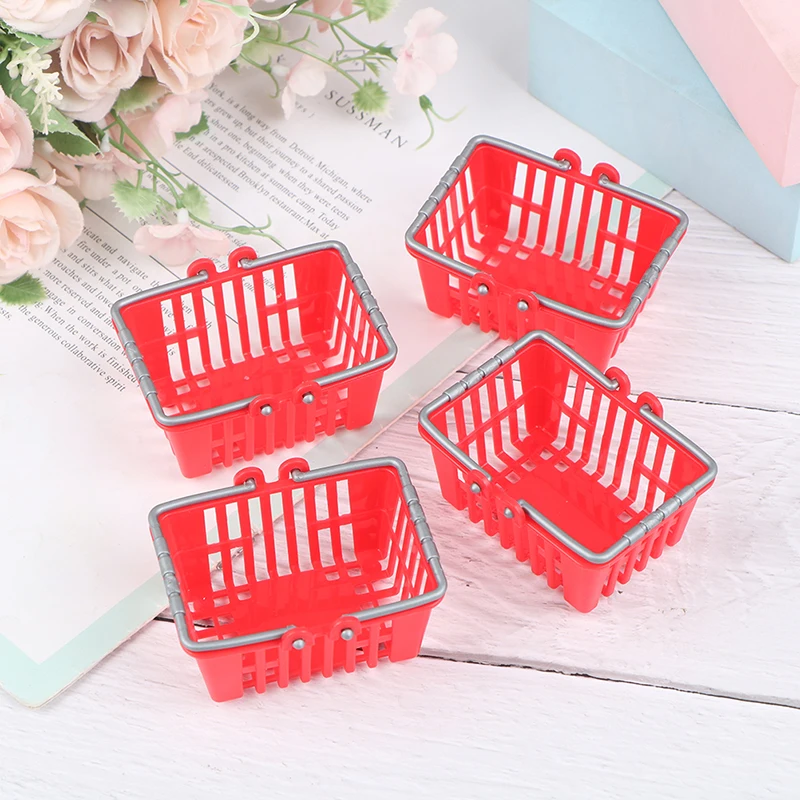 Dollhouse Miniature Shopping Basket Toys Kids Mini Supermarket Shopping Hand Basket Model Doll House dollhouse furniture toy,shopping cart toy
