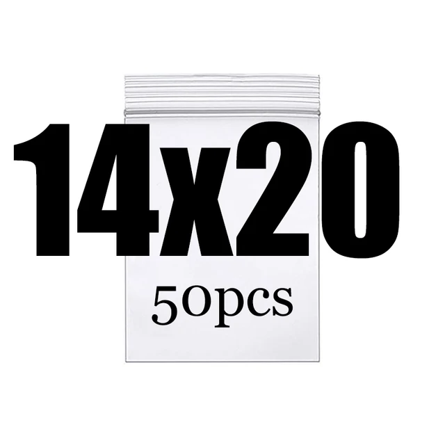 Thick Clear Zip Lock Ziplock Storage Bags Heavy-Duty Transparent Plastic Zip Package Small Jewelry Packing Reclosable Poly Bag 14x20CM 50pcs