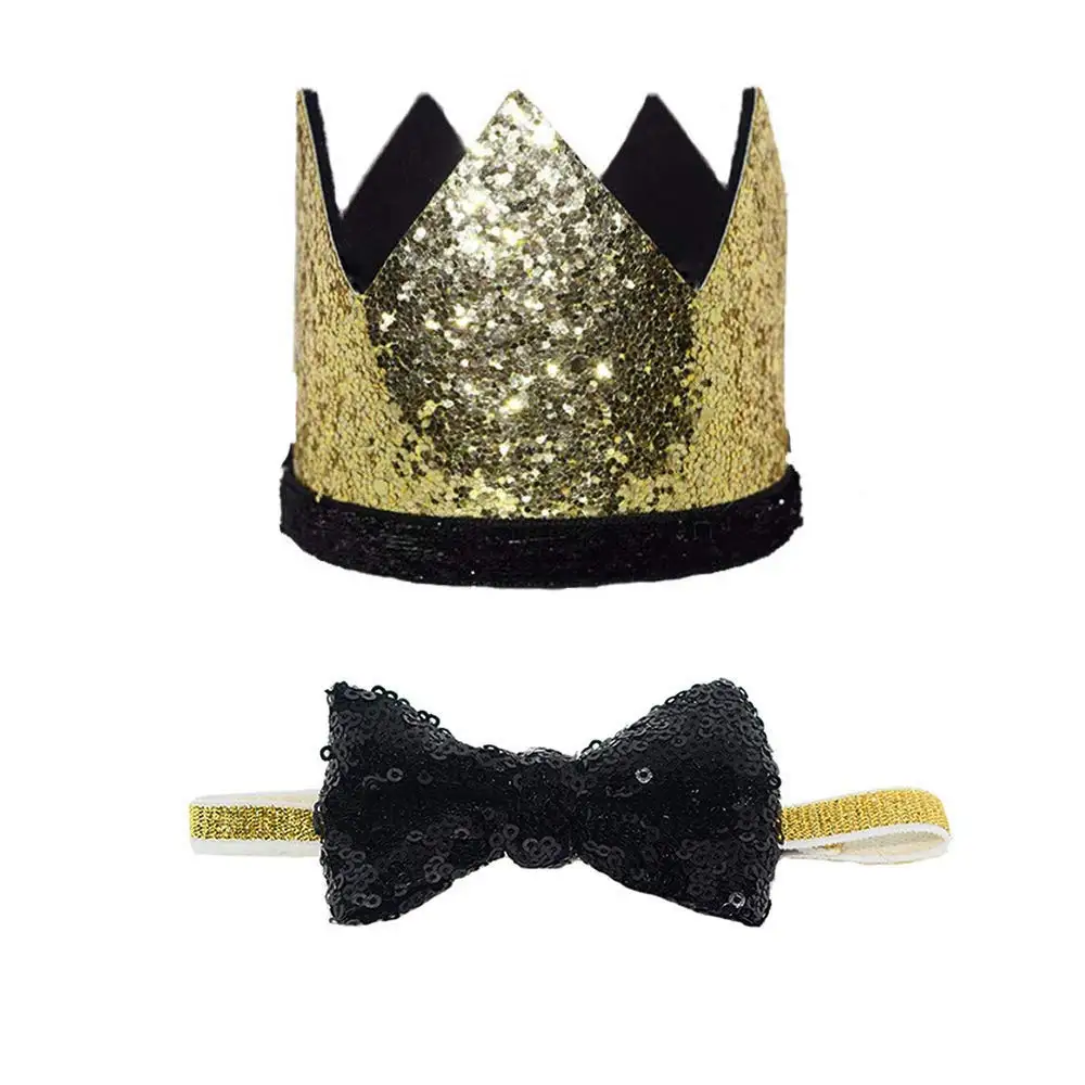 Милый питомец милый День рождения корона шляпа и Blingbling галстук-бабочка набор с эластичной повязкой для собак кошек котенок щенок вечерние поставки