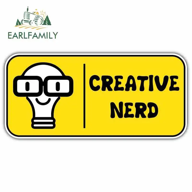 

EARLFAMILY 13cm x 7.4cm Car Stickers Creative Nerd Geek Idea Cartoon Vinyl JDM Bumper Trunk Truck Graphics RV 3D DIY Fine Decal