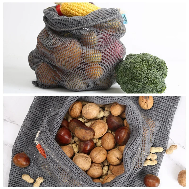 Многоразовая сумка для покупок на шнурке, хлопок, упаковка для хранения продуктов, овощи, фрукты, жгут, карманные сумки, корзины, новые MN