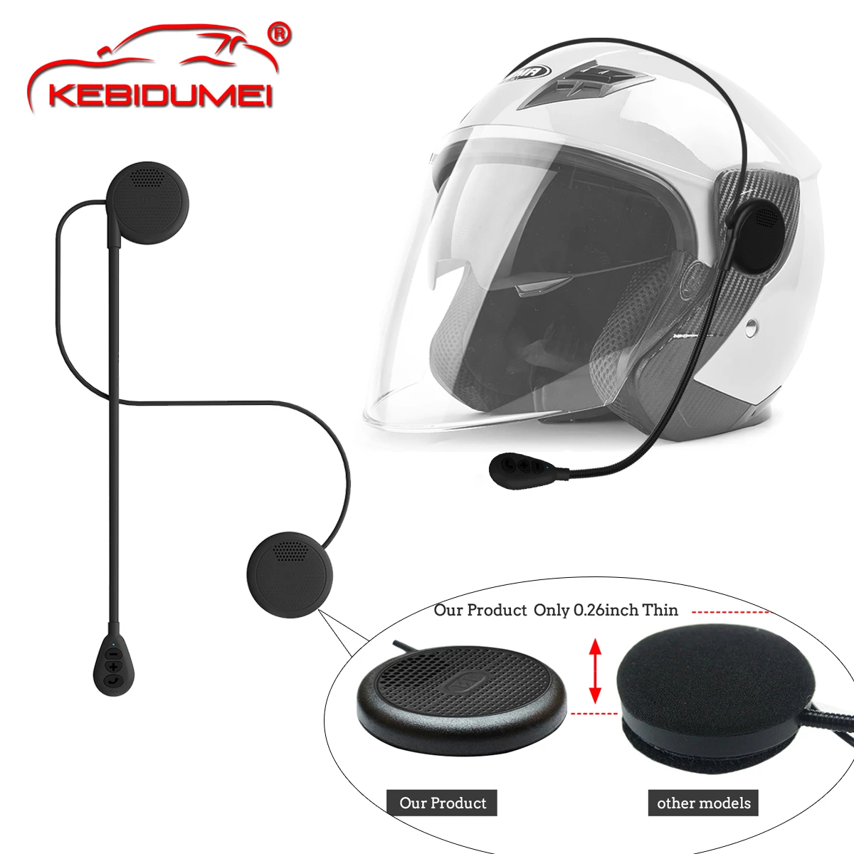 Kebidumei auriculares con Bluetooth 5,0 para casco de cascos ultrafinos con altavoz manos libres, llamada, reproducción música|Cascos auriculares| - AliExpress