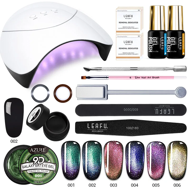 AZURE BEAUTY 17 шт./лот Хамелеон для использования с магнитом УФ Гель-лак Smart sensor 36 Вт Светодиодная лампа для ногтей набор кистей для дизайна ногтей набор гелей кошачьи глаза