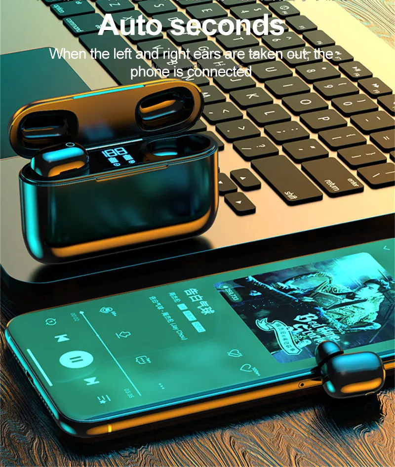 M2 TWS Bluetooth Earphone Wireless Sport Headphones 5 0 LED Digital Display Music Headset Touch With Charging Compartment