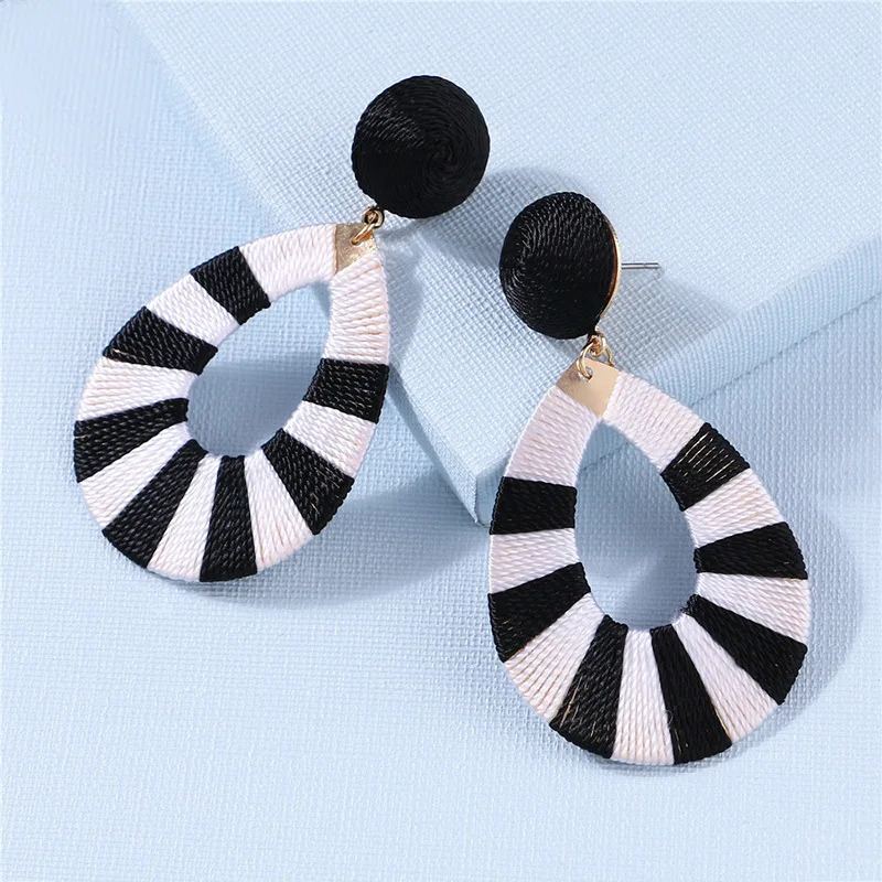

ELEGANCE11 Design Large Dangle Earings Handmade Alloy Loop Nylon Thread Zebra Drop Earrings for Women Costume Earrings Christmas
