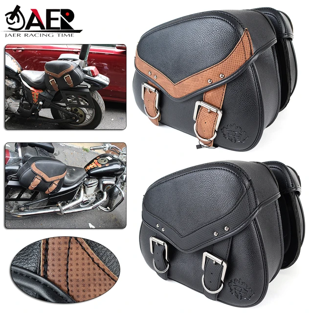 PU Leather Motorcycle Side Saddle Bags Saddlebags Luggage Panier Universal  New