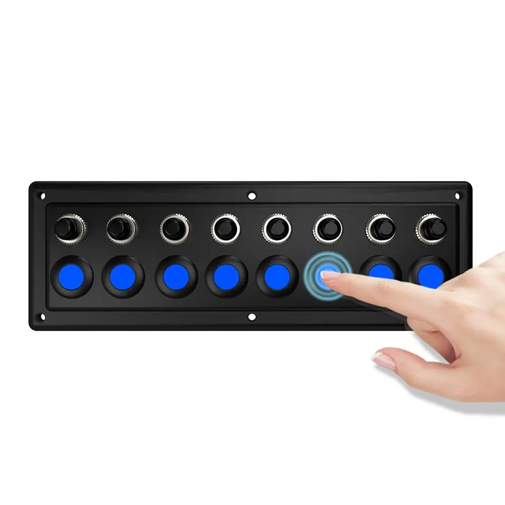 4/6/8 Gang Лодка автомобилей переключатель Панель 12~ 24V автомат защити цепи кулисный переключатель одним касанием Панель автомобильные аксессуары с синим светильник - Цвет: 8 Gang