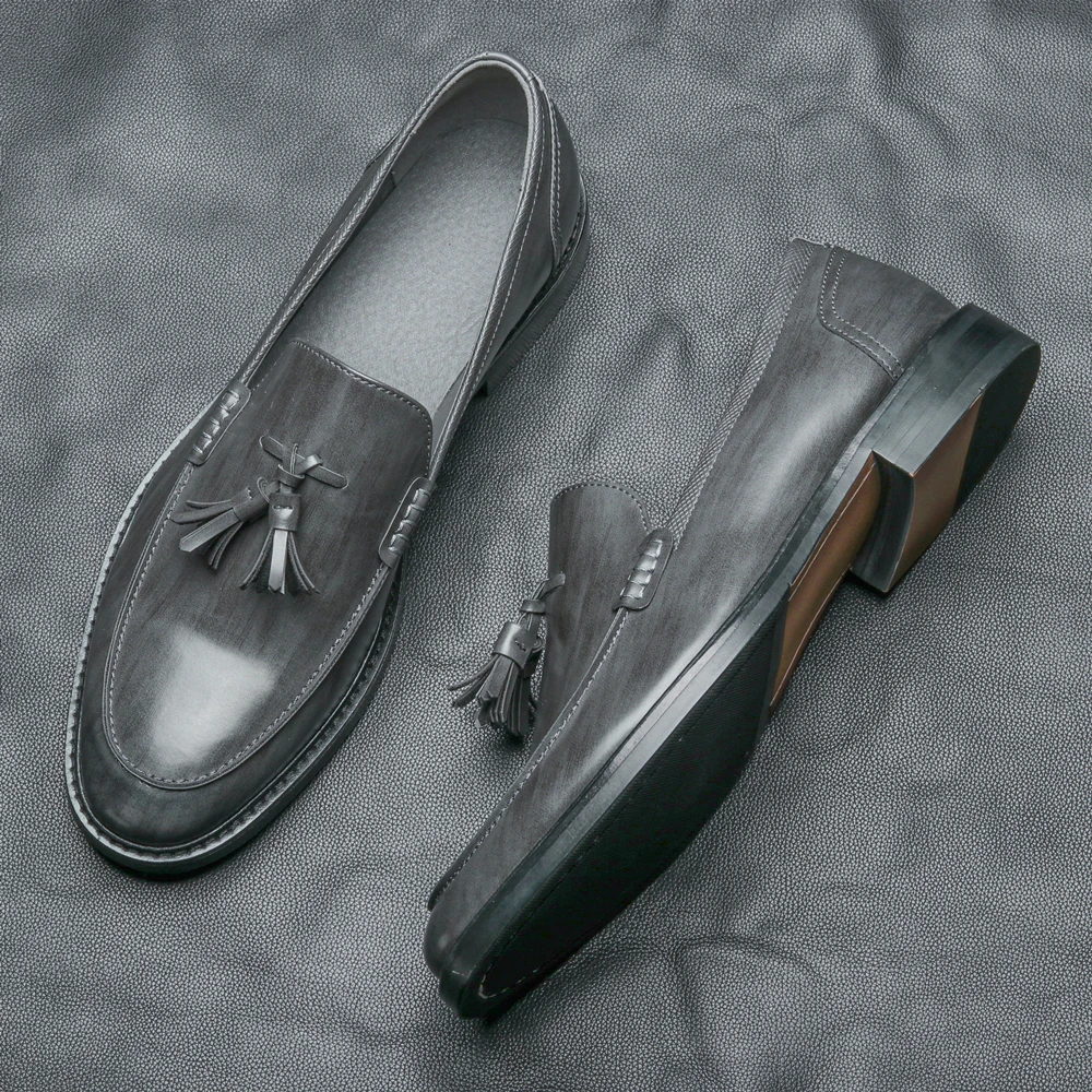 Zapatos cómodos de cuero para hombre, mocasines de lujo a la moda, 7 ~ 12, 2021, # AL702