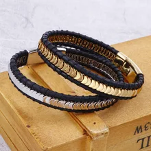 Винтажный Модный черный браслет из нержавеющей стали Титановый стальной браслет мужской браслет