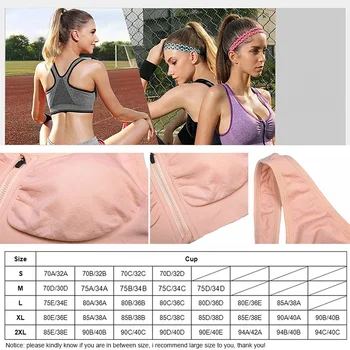 Cloud Hide Sports Bra Women S XXXL Front Zipper Underwear Fitness Shirt Push Up Yoga