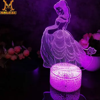

Molezu Halloween Princess Figure 3d Led Night Light Decoration Children Kids Baby Gifts 7 Color Changing Visual Table Lamp