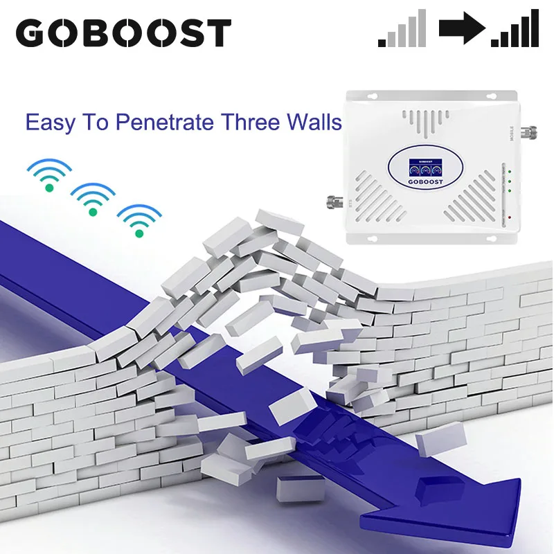Трехдиапазонный усилитель сигнала GOBOOST 2g 3g 4g 850 1800 2100 МГц GSM band 5 Band 1 3 антенна с