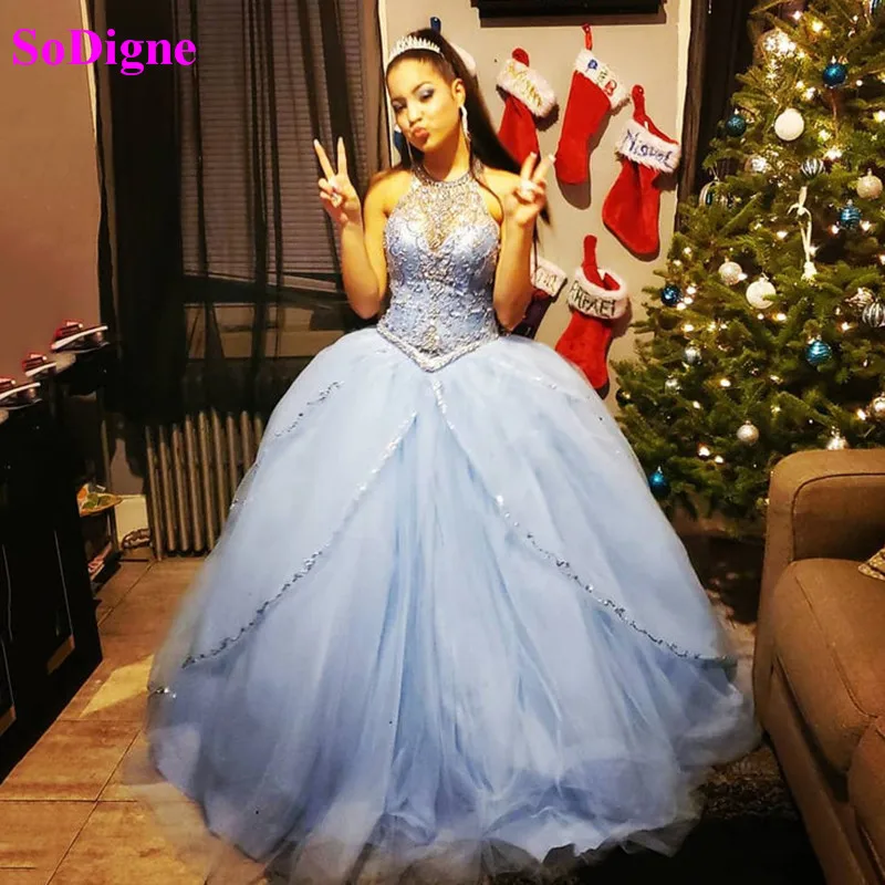 

SoDigne ball gown Quinceanera Dresses 2020 Crystals Lace Sweet 16 Dresses Plus Size Dubai Prom Gown celebrity dresses