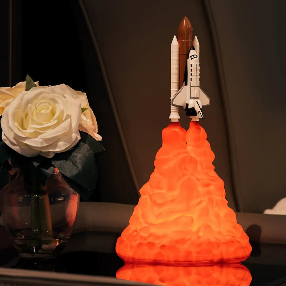 3D печатная космическая челночная лампа А-типизированная ракетная лампа USB Перезаряжаемый светодиодный ночник декоративный светильник