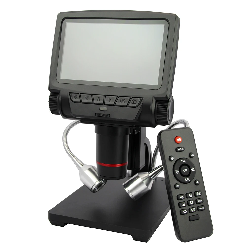 

USB Digital Electronic Microscope 5"LCD Display VGA HDMI Digital Microscope PC support 2 LED Stand for PCB Motherboard Repaire