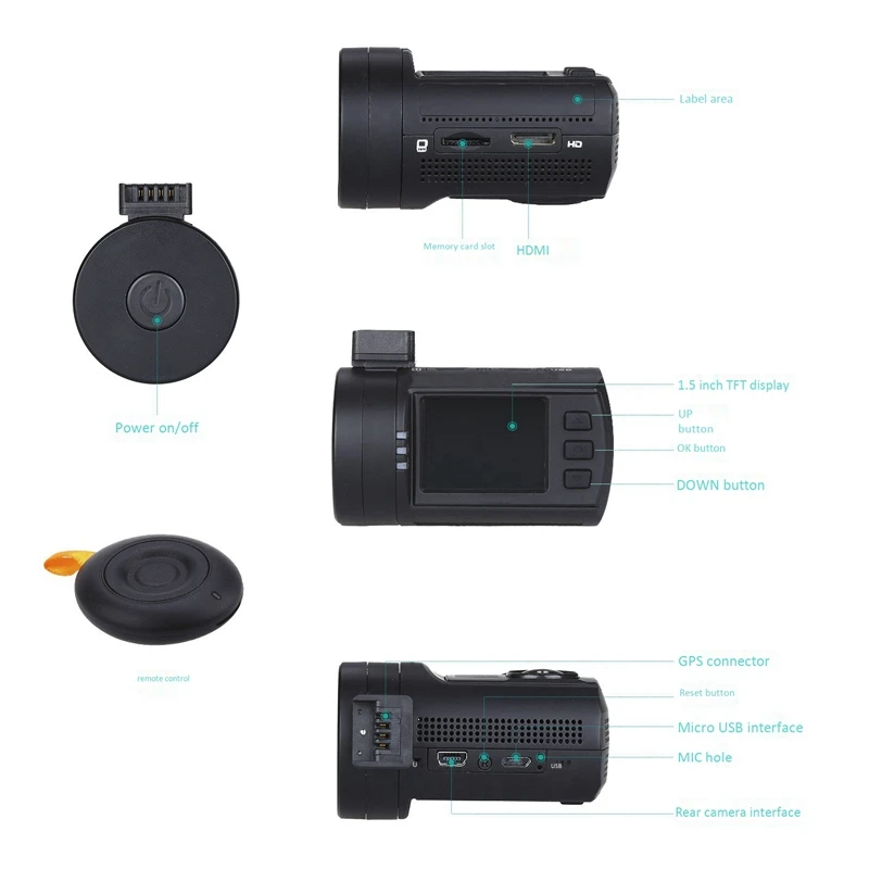 Мини DVR Автомобильный видеорегистратор, камера, скорость, gps 1080P 60FPS HD видео рекордер, супер конденсатор с пультом дистанционного управления, температуры