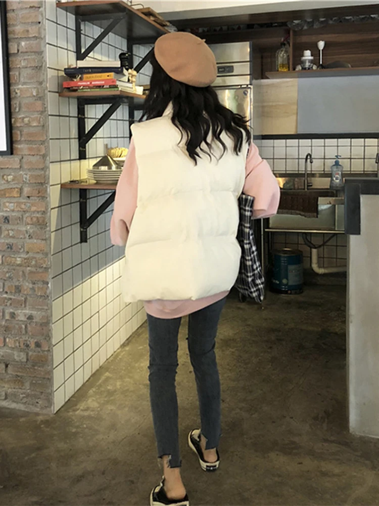 Casual Zipper Cotton-padded Vest Coat Women Windproof Sleeveless Waistcoat Warm Jackets vest female Fashion Autumn Winter