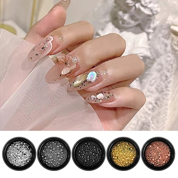

1 Box Tiny Steel Caviar Beads Wheel Mixed Size Janpan Style Decor 1-3mm Colorful Manicure Tools DIY Nail Art Decoration