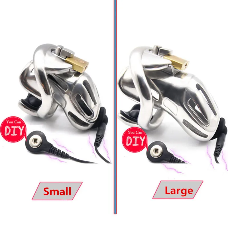 DIY Electric Shock 316 Stainless Steel Male Chastity Device Electro Cock Cage Penis Rings BDSM Adult Sex Toys For Men. | Красота и