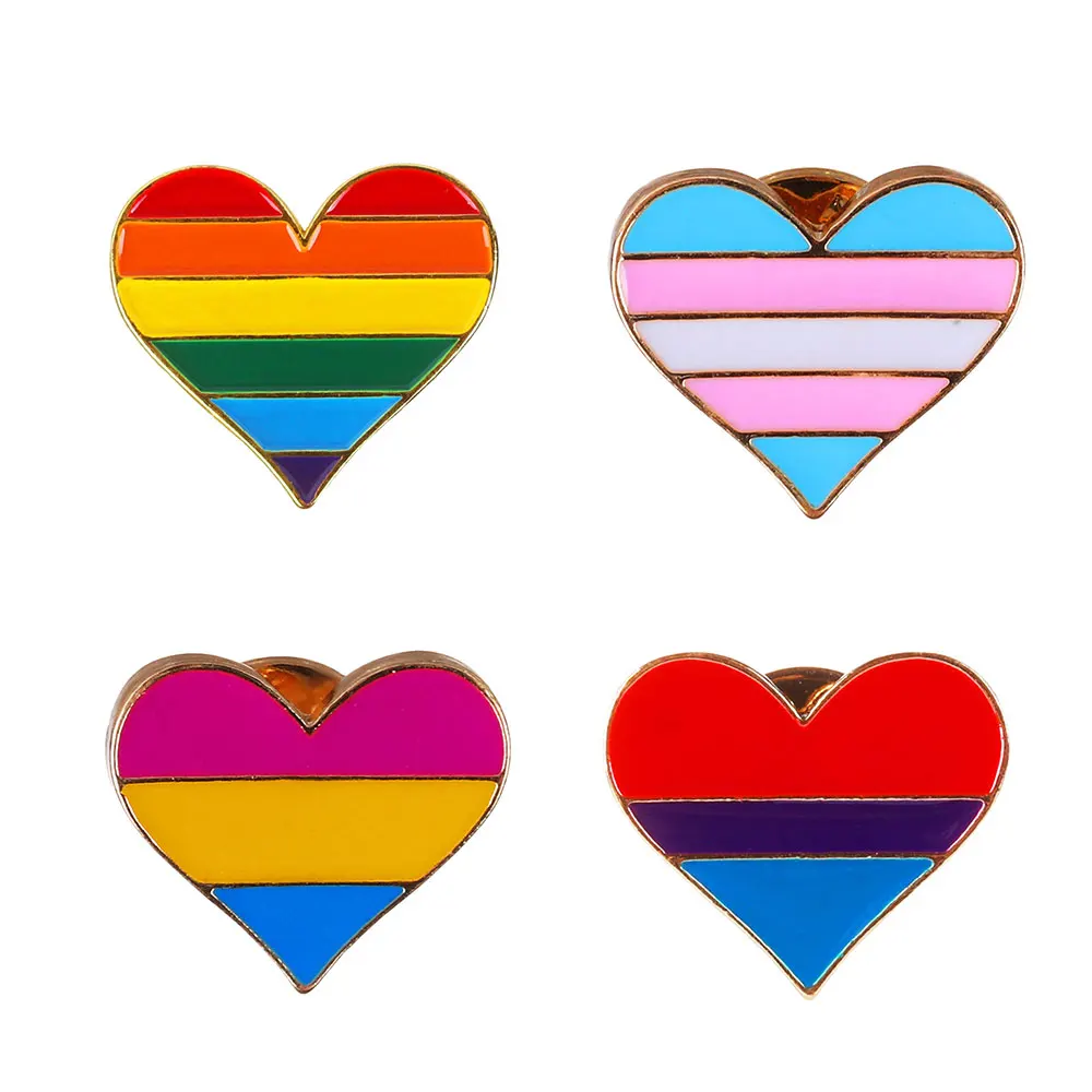 Модные эмалированные заколки в форме радужного сердца 2 шт. Значки для геев броши