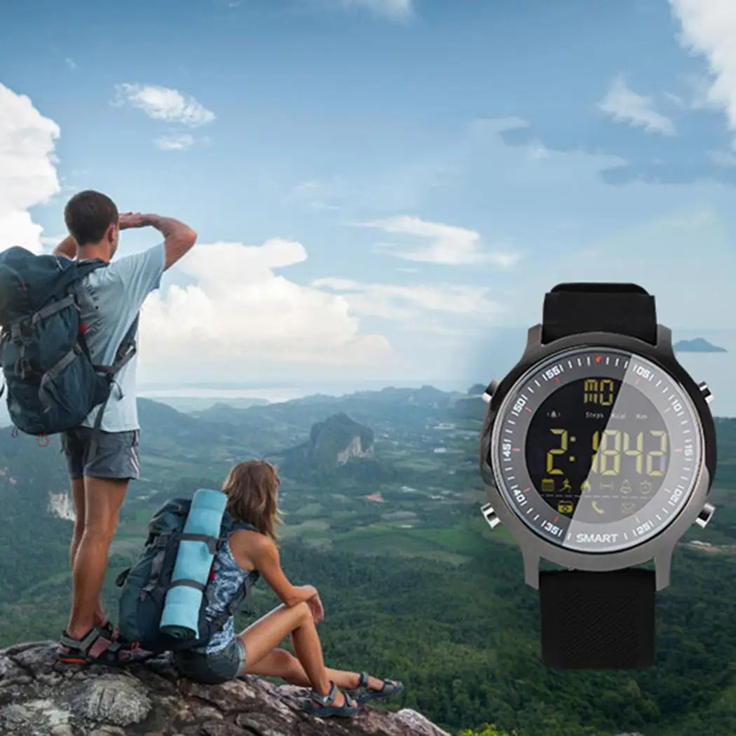 Unisex Fashion LCD Digital Pin Buckle Round Waterproof Pedometers Smart Watch
