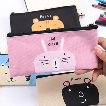 

1PC Creative Cartoon Canvas Pencil Bag High Quality Oxford Cloth Simple Stationery Bag Student Stationery Pencil Bag