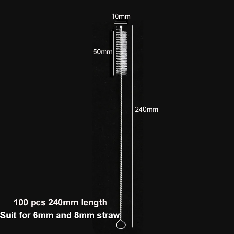 100pcs 240mm brush 100 шт Чистящая Щетка для металлическая соломинка E-co Friendly многоразовая моющая щетка для 6 мм 8 мм 12 мм соломинка бутылка для молока чашка для воды - Цвет: 100pcs 240mm brush