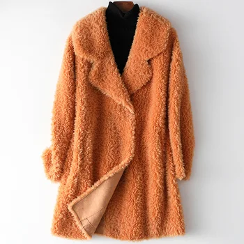 

Autumn Elegant Solid Color Wool Sheep Shearer Coat Female Long Composite Fur One Coat New Style Women 2020 Fashion Winter Jacket
