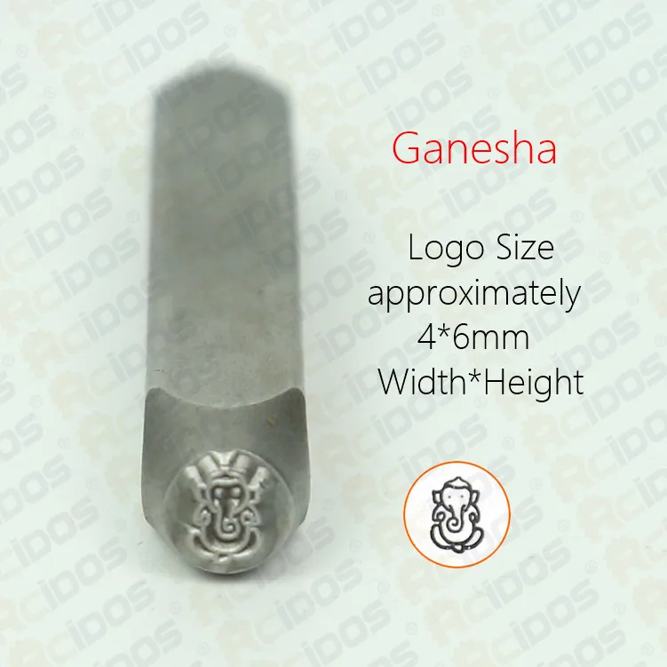 Ganesha Сердце чакра/Ганеша/Будда дизайн металлические украшения Штамп, DIY браслет/ювелирные знаки стальная печать, 6 мм - Цвет: Ganesha