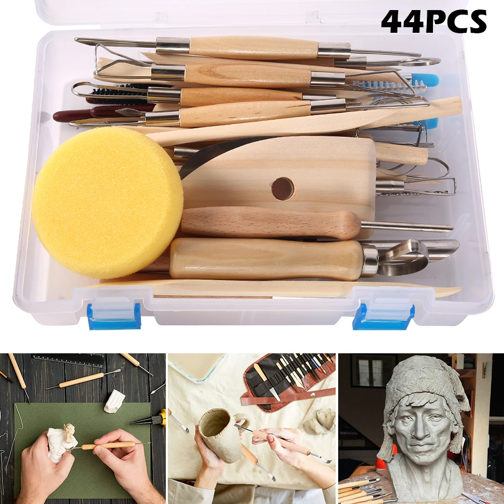 44 шт. DIY глина для художественных работ инструменты для гончарного дела набор ремесел глина скульптурный Набор инструментов Керамика и керамика деревянная ручка инструменты для моделирования глины