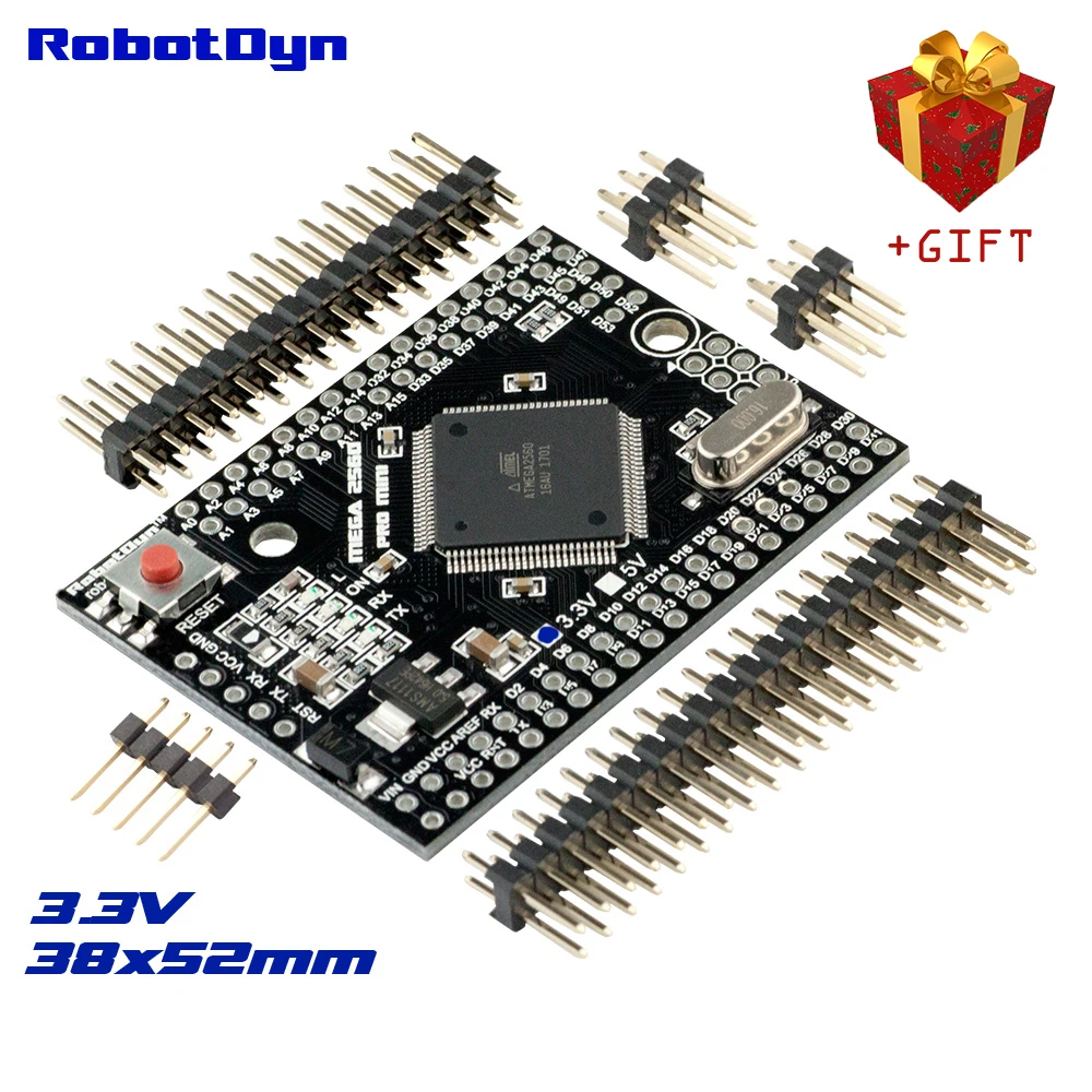 Mega 2560 PRO MINI 3,3 V, ATmega2560-16AU, с штырьками. Совместим с Arduino Mega 2560