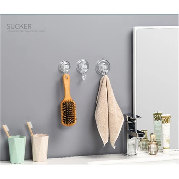 

2020 New 2PCS Strong Non-marking Suction Cup Hook Powerful Super Lock Drawhook Heavy Duty Vacuum Bath Accessories