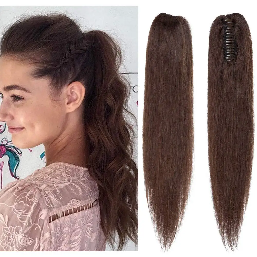 Extensión de cola de caballo 100% Remy, Clip de una pieza, cola de caballo, postizo de Clip en extensiones de cola de caballo