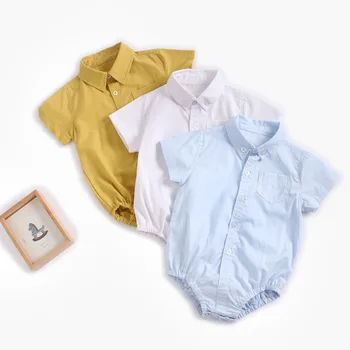 

Baby Boy Shirt Newborn Cotton Short Sleeve Romper