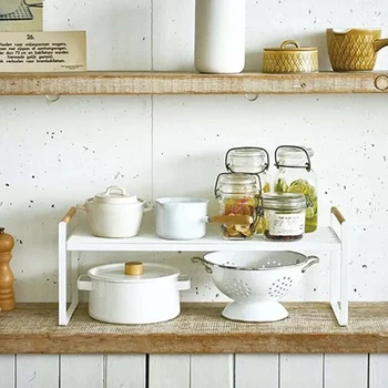 

Expandable Storage Shelf Organizer Stackable Kitchen Cabinet Shelves Organizer Multifunctional Dish Organization Rack Holder