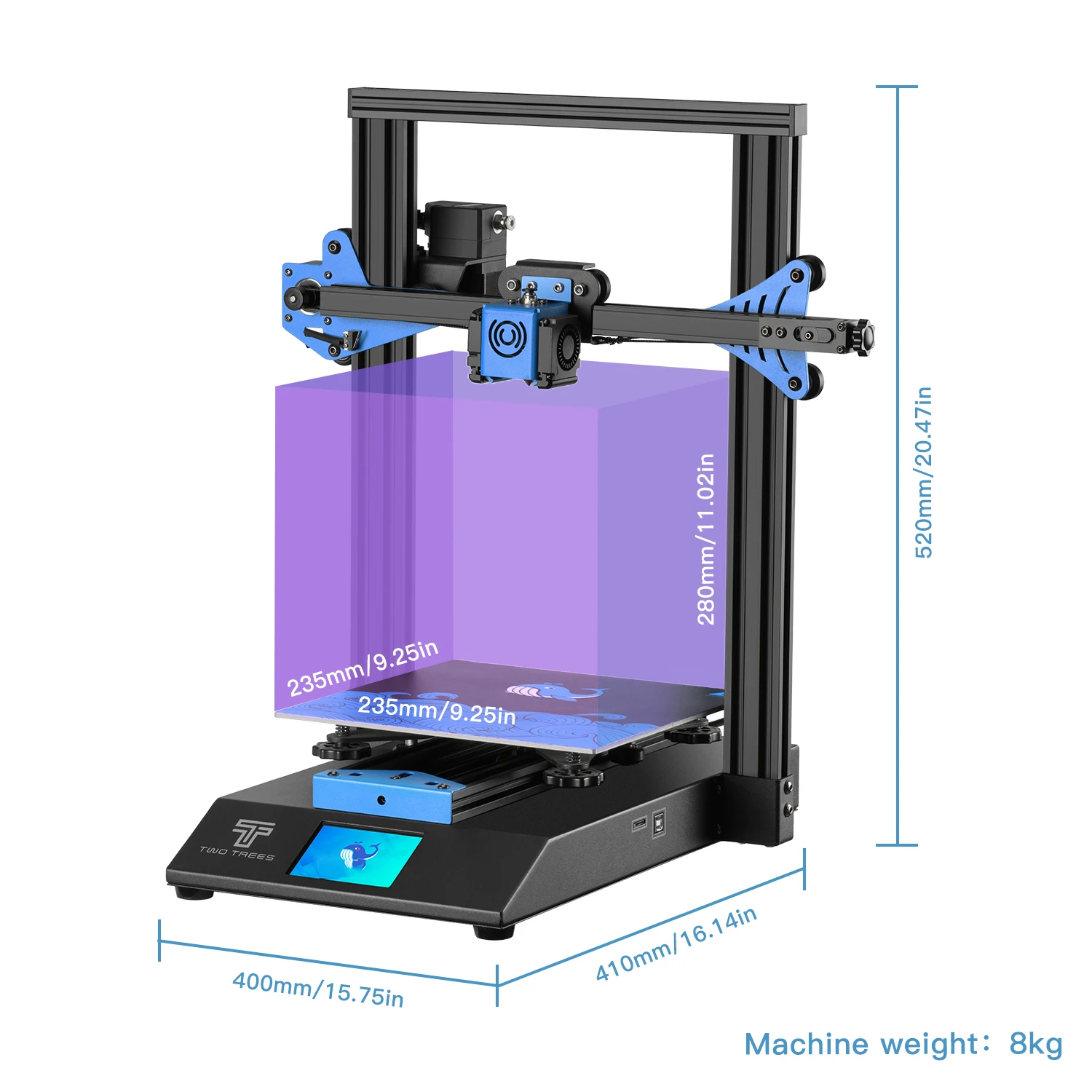 Twotrees BLU-3 V2  μ  3.5 ġ ġ ũ ڵ  , ٱ FDM 3D , 300 mm/s