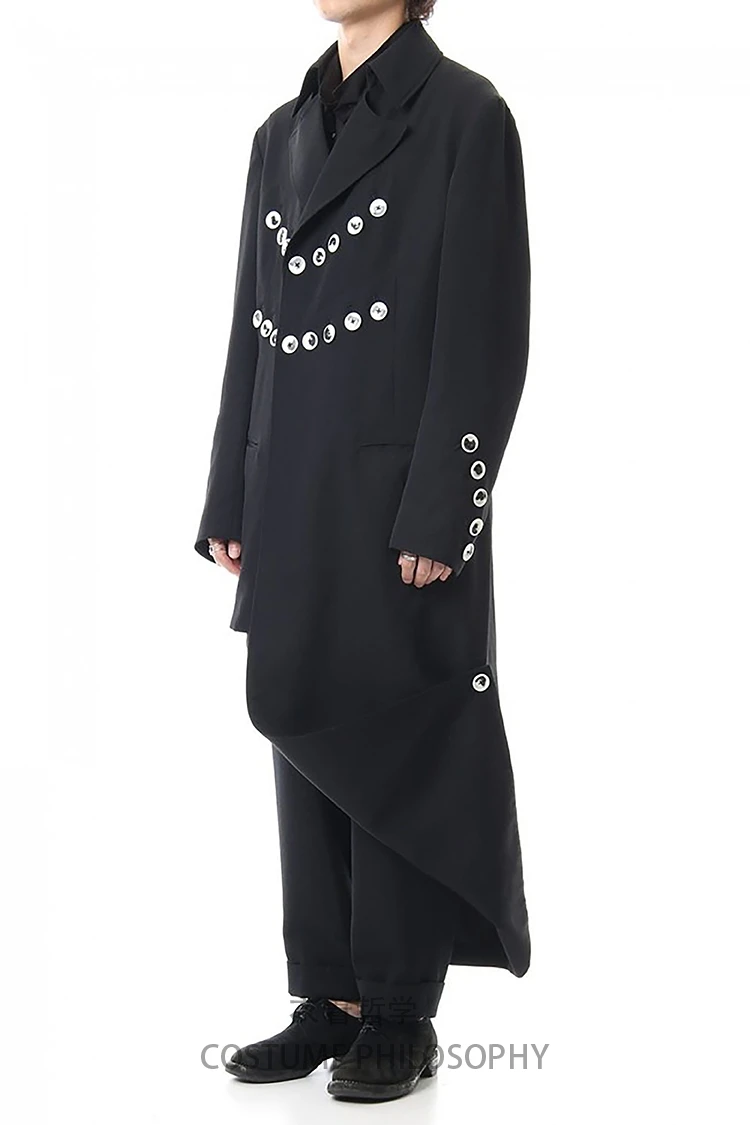 S~6XL! Customizable New Men's clothing Fashion Medium and long section of several button personality trench coat
