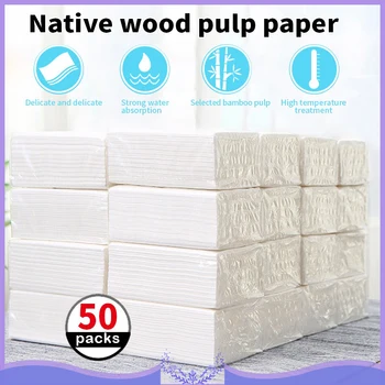 

50pcs Table Napkins Toilet Tissue Paper Virgin Bamboo Pulp 3 Ply Bathroom Strong Paper Facial Tissue Napkin Toilet Papers