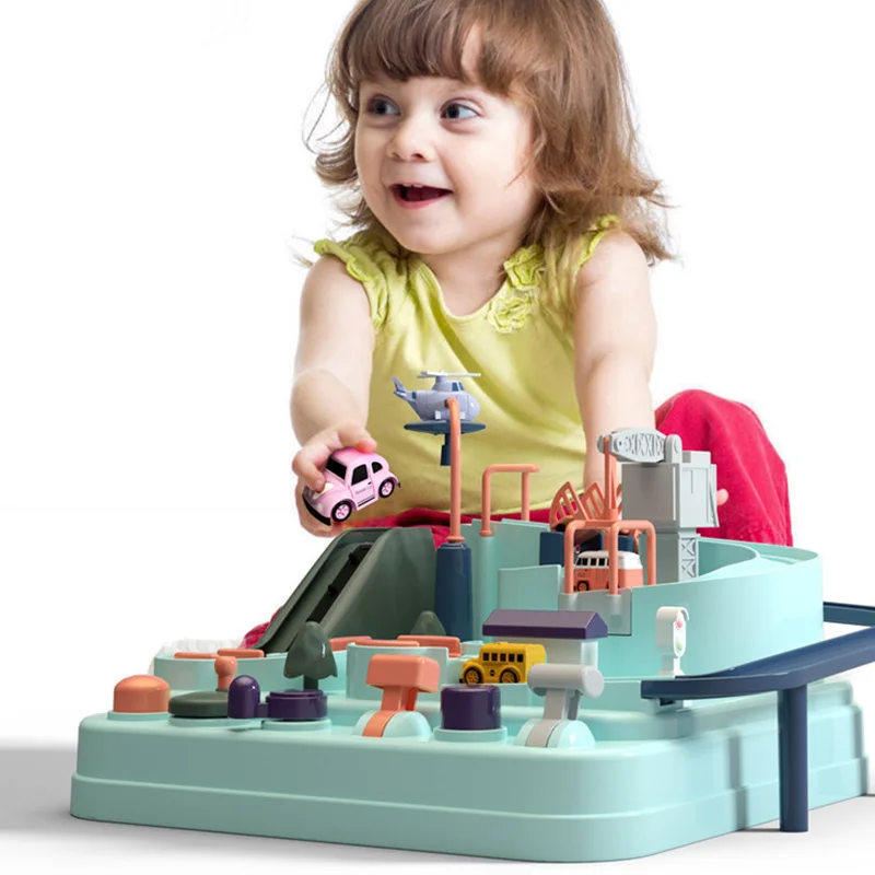  Education Railcar Toy Eco-Friendly Baby Adventure Toy Car Macaron Color Table Games Boy and Girl Pu