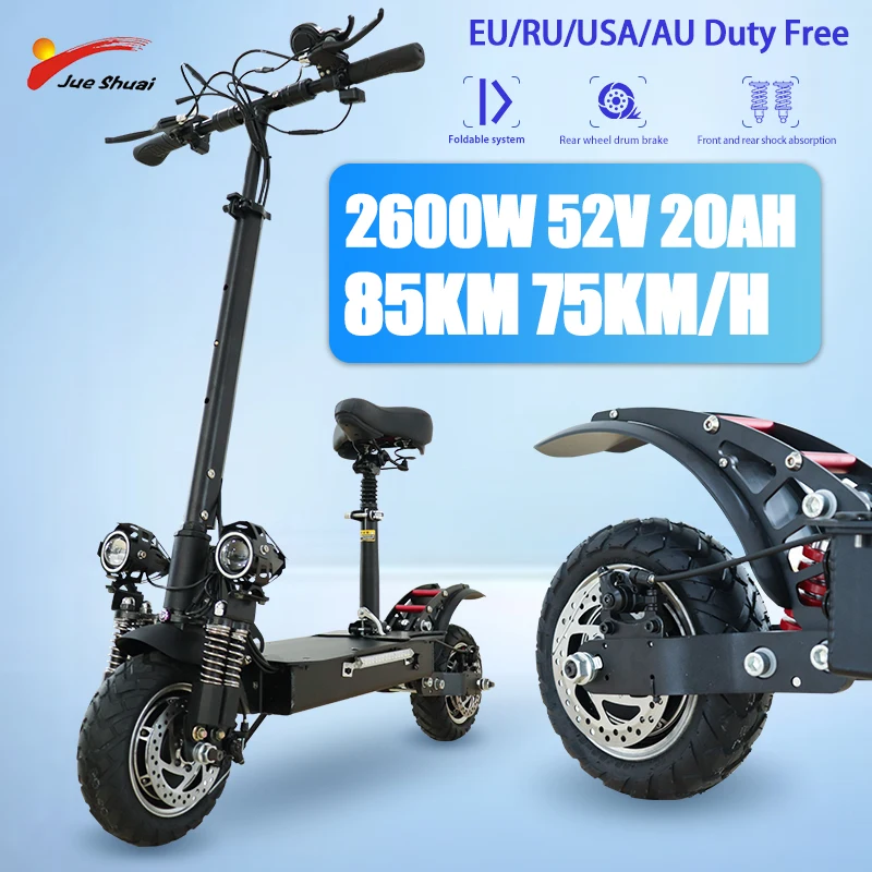 

Powerful 52V electric scooter 1000w X 2 Dual Motor 75km/h Fast Speed Folding Electric step e scooter 2000w electronic scooter