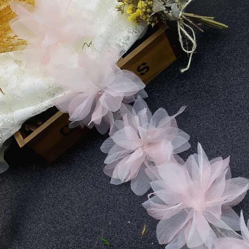 3D Chiffon Lace Flowers Sewing Decoration