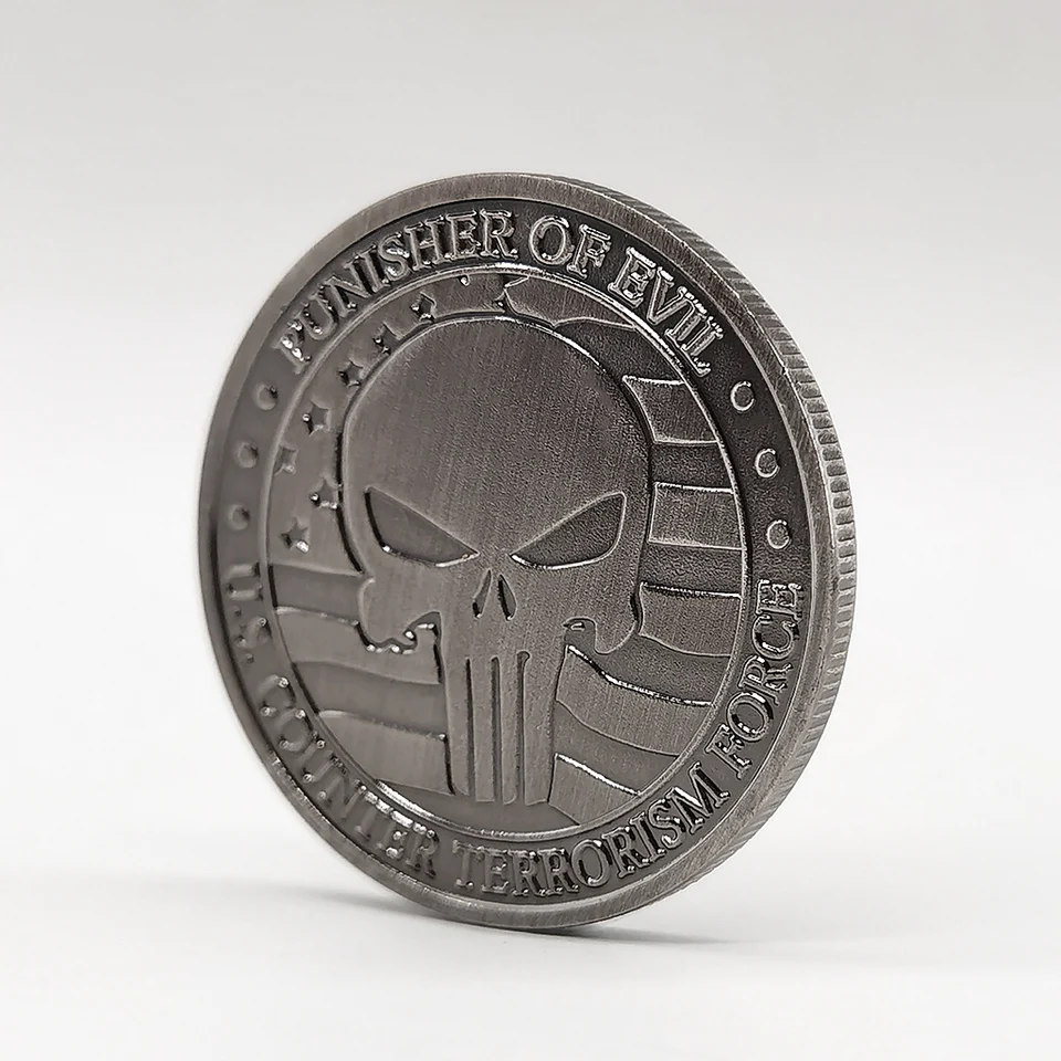 US Counter-terrorism Forces Antique Silver Plated Commemorative Coin  Punisher of Evil Two Gun Coins Collectibles - AliExpress
