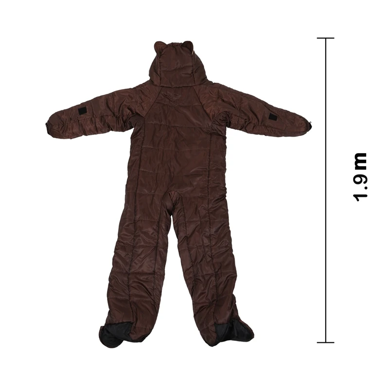 Водонепроницаемый спальный мешок с гуманоидом коричневого медведя, милый модный спальный мешок для кемпинга на открытом воздухе-5℃-0℃, теплый полиэстеровый походный спальный мешок