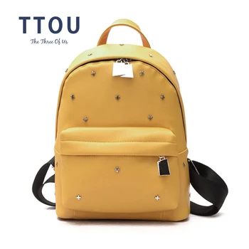 

TTOU Women Rivet Backpack Fashion School Backpack for Teenager Girls Simple Travel Backpack Pu Casual Laptop Backpack