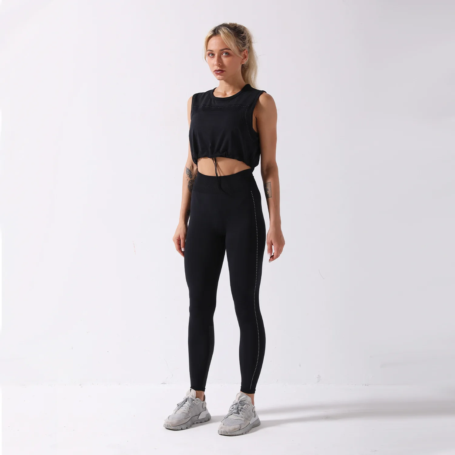 

Workout Clothes for Women Seamless Lightweight Yoga Set Fitness Drawstring Sports Tops High Waist Leggings Gym Set Sport Wear