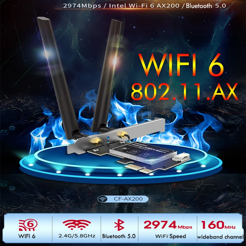 3000M PCI-E сетевая карта Киберспорт двухчастотный Bluetooth 5,0 высокого Мощность WiFi6 Настольный AX сетевая карта