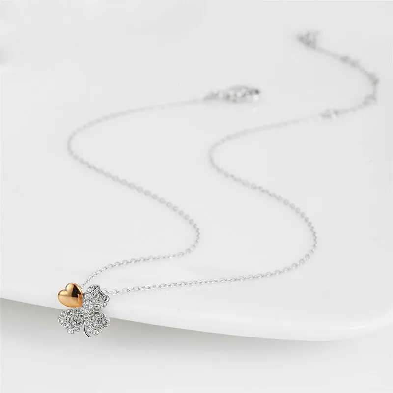 Swarovski кристалл элемент ожерелье-Клевер сердце кулон ожерелье колье