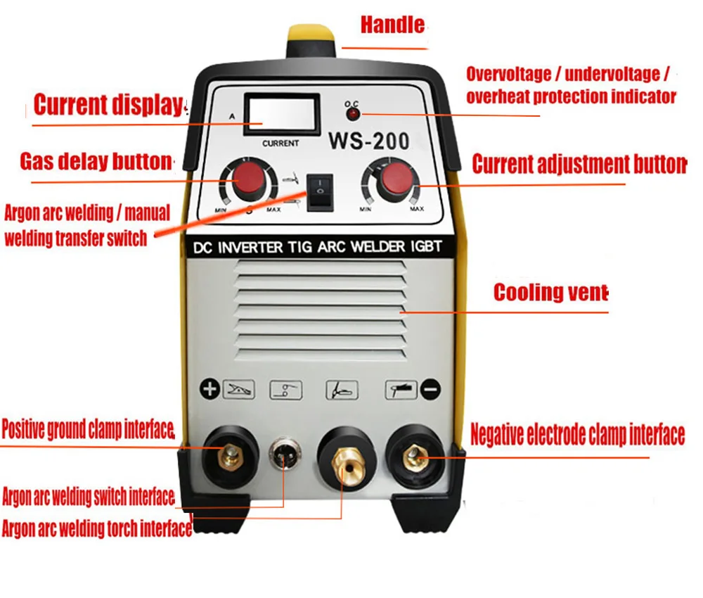 TIG200 Pluse 200 Amps ARC TIG Pulse TIG Сварка многофункциональное устройство TIG200P портативный инвертор сварочной машины аргонная Сварка