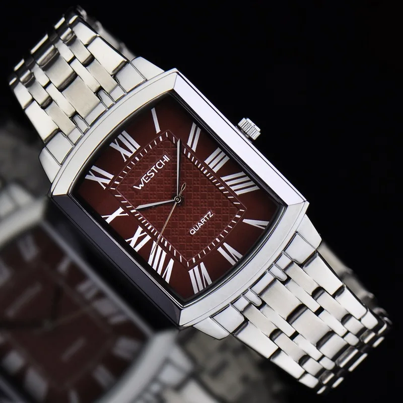 

Watch Switzerland Import Square Quartz Watch Steel Belt Waterproof Men's Ladies' Watch Business Couple Watch